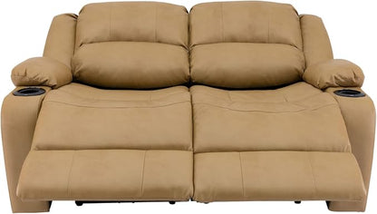 RecPro Charles 58" Powered Double RV Wall Hugger Recliner Sofa RV Loveseat with Upgraded 2023 Fabric (Toffee)
