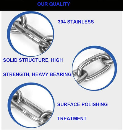 Heavy Duty Stainless Steel Chain 550LB Capacity for Punching Bags Hanging Chair Hammocks Swing Trapeze Yoga
