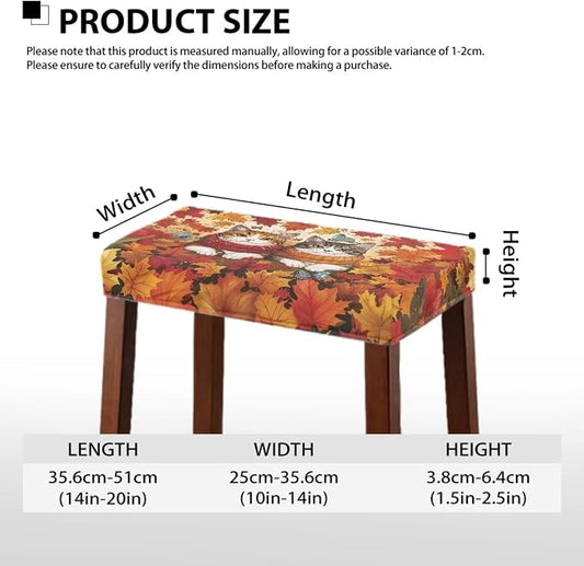 Cat Maple Leaf Bar Stool Covers Rectangle Thanksgiving Decoration Bar Stool Covers Rectangle Set of 2 Stretchy Vanity Chair Cover Seat Cover with Elastic Band