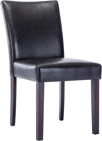 Watson & Whitely Upholstered Dining Chairs, Faux Leather, Set of 4, Black | Solid Wood Legs, Padded Seat, Low Back, Modern Armless Parsons Chair for Kitchen, Dining Room, Restaurant