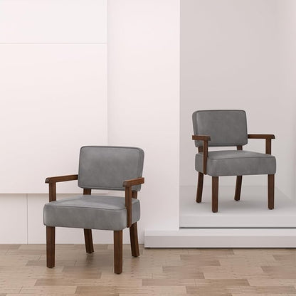 FAGAGA PU Leather Accent Chair, Oversized Living Room Chairs with Soft Seat and Armrests, Armchair for Bedroom, Dinning, Reading, Waiting Rooms
