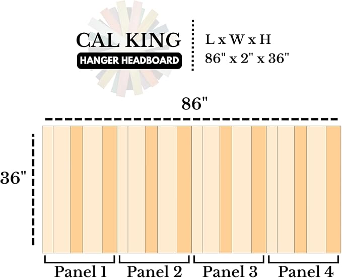 Barn Walls Sugar Mix Signature Design, Multicolored Solid Wood Headboard, Floating Panels, Wall Mount, Adjustable Height, California King Size