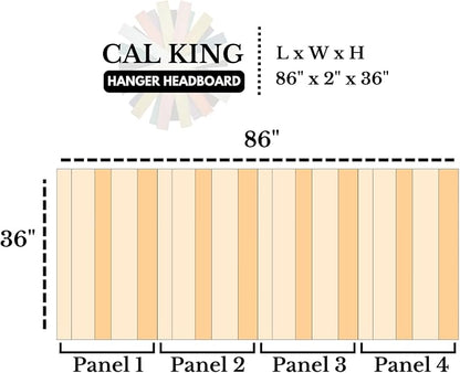 Barn Walls Sugar Mix Signature Design, Multicolored Solid Wood Headboard, Floating Panels, Wall Mount, Adjustable Height, California King Size