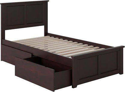 AFI, Madison Twin XL Platform Bed with Matching Footboard & Storage Drawers, Espresso