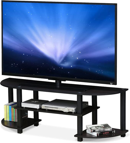 Furinno Turn-S-Tube Wide TV Entertainment Center, Dark Walnut