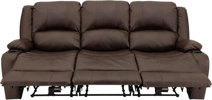 RecPro RV Recliner Charles 80" Powered Triple Wall Hugger | Drop Down Console | RV Furniture with Upgraded 2023 Fabric (Chestnut)