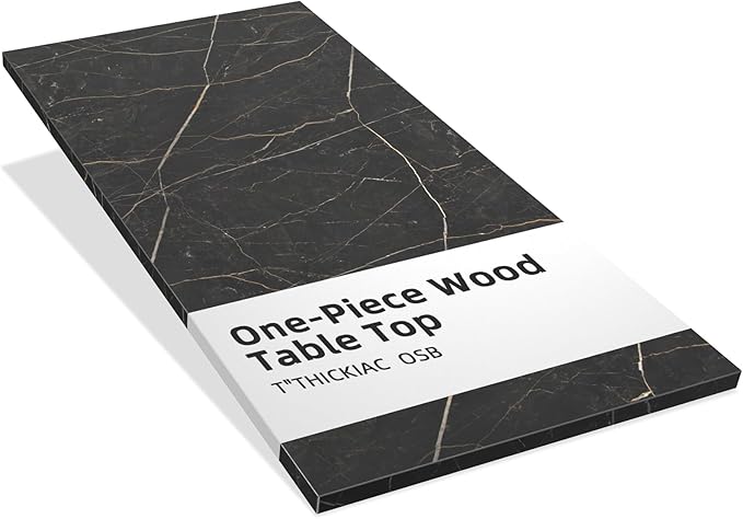 Universal 55 x 28 One-Piece Solid Wood Table Top, 1" Thick Desktop for Stand Up Height Adjustable Desk Frames, Home Office Tabletop, Countertop DIY, Black Marble
