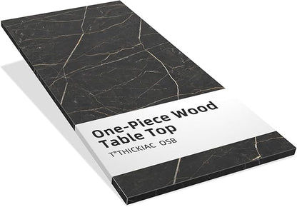 Universal 55 x 28 One-Piece Solid Wood Table Top, 1" Thick Desktop for Stand Up Height Adjustable Desk Frames, Home Office Tabletop, Countertop DIY, Black Marble