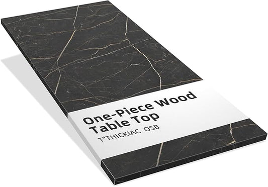 Universal 48 x 24 One-Piece Solid Wood Table Top, 1" Thick Desktop for Stand Up Height Adjustable Desk Frames, Home Office Tabletop, Countertop DIY, Black Marble