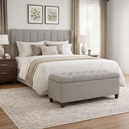 HomePop Ainsley 40" Storage Ottoman Bench - Gray Fabric