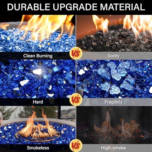 NUPICK 10 Pound Fire Glass, 1/4 Inch Reflective Fire Pit Glass Rocks