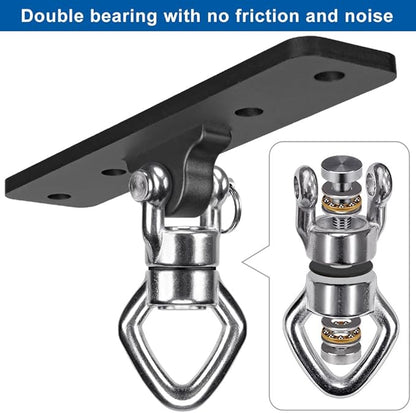 2Pack Ceiling Mount Swing Hanger with Bearing 900 LB Capacity Heavy Bag Hanger 360° Swivel Hook Hanging Chair Mount Stainless Steel Swing Hardware for Aerial Silks, Punching Bag, Hammock, Porch Swings