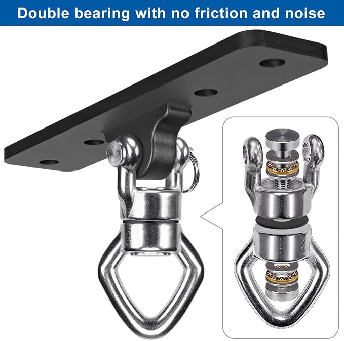 BeneLabel Ceiling Mount Swing Hanger with Bearing 900 LB Capacity Heavy Bag Hanger Stainless Steel Hanging Chair Mount 360° Swing Hardware for Aerial Silks, Punching Bag, Gymnast Ring