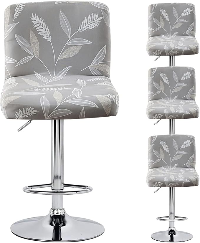 Levoberg Bar Stools Cover Set of 4 Printed Armless Swivel Barstools Slipcovers with Backs Stretch Square Counter Height Bar Stools Covers Mid Low Back Chair Cover for Kitchen Dining Room Bar #14
