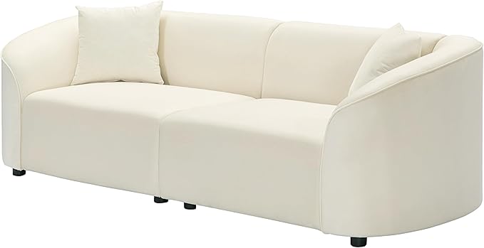 Merax 87" Large Couch, Comfy Upholstered Loveseat with Extra Deep Seats, Velvet Sofa for Living Room Apartment Office, Beige
