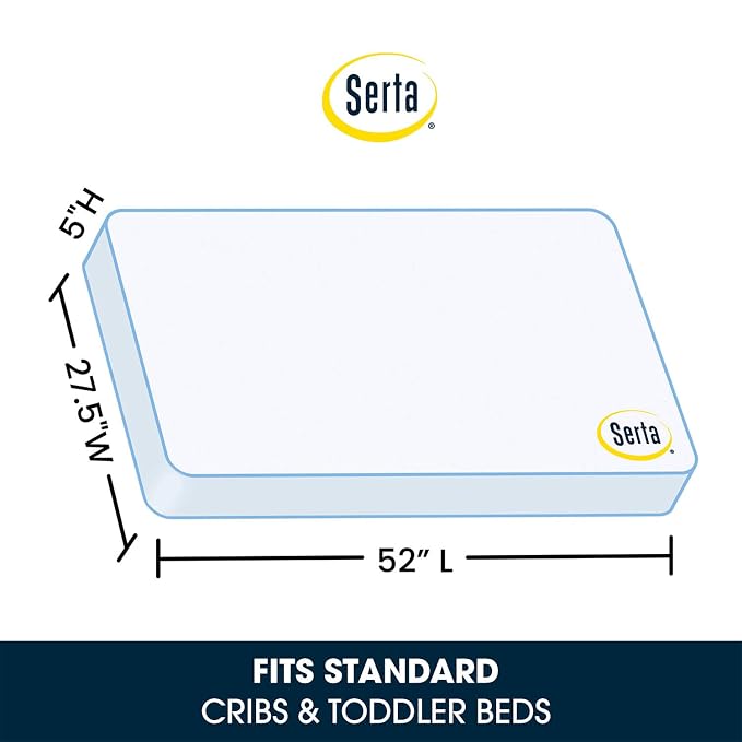 Delta Children Abby Convertible Crib 'N' Changer, Grey + Serta Perfect Slumber Dual Sided Recycled Fiber Core Crib and Toddler Mattress (Bundle)