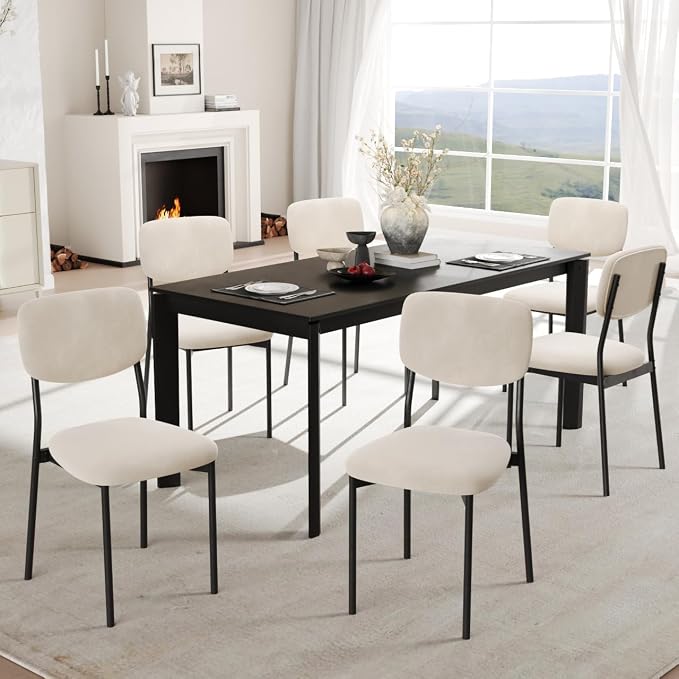 Einhomn Upholstered Dining Chairs Set, Modern Stackable Dining Room Chairs with Soft Velvet Backrest, Kitchen Chairs with Sturdy Metal Legs for Living Room, Restaurant, Set of 2,Cream Beige