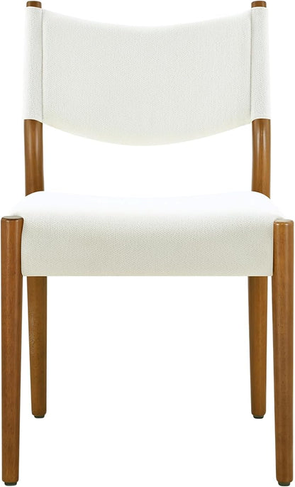 KISLOT Upholstered Dining Chairs Set of 2, Solid Wood Armless Kitchen Chairs with Soft Polyester Fabric, 18.9" Seat Height, Modern Dining Room Seating, 300 lbs Capacity, Linen