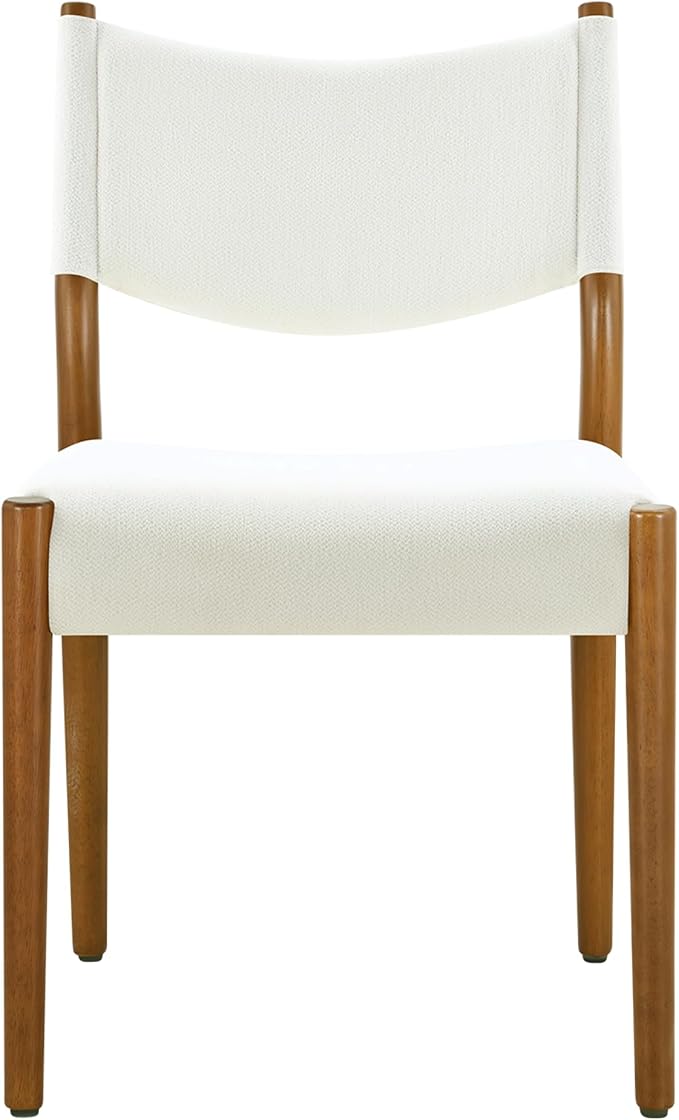 KISLOT Upholstered Dining Chairs Set of 4, Solid Wood Armless Kitchen Chairs with Soft Polyester Fabric, 18.9" Seat Height, Modern Dining Room Seating, 300 lbs Capacity, Linen