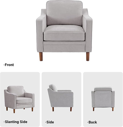 Kingfun Accent Chair Set of 2, Living Room Chairs, Mid Century Reading Armchair, Chenille with Solid Wood Foot, Upholstered Modern Decor for Bedroom, Apartment