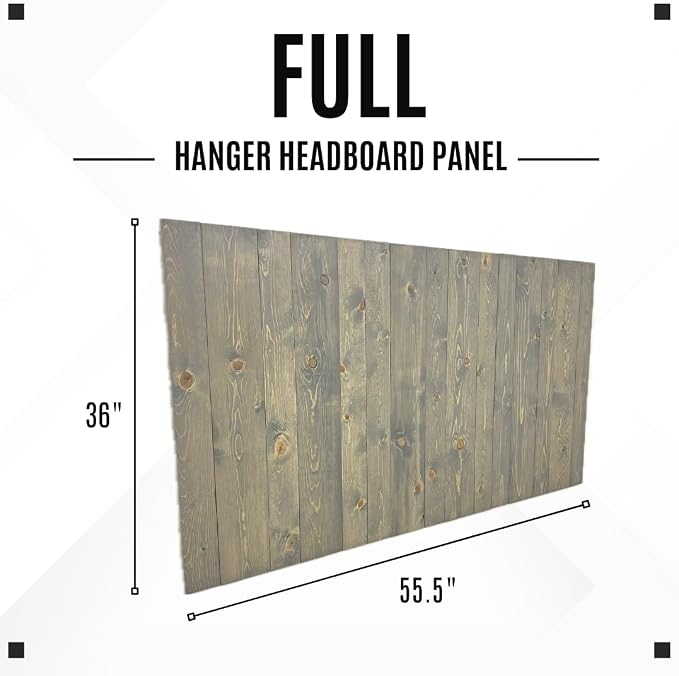 Barn Walls Solid Wood Headboard Gray Fog Oil-Based Finish with Smooth Natural Wood Grain, Wall-Mounted Panels, Adjustable Height, Rustic Coastal Bedroom, Built to Last, Full Size Head Board