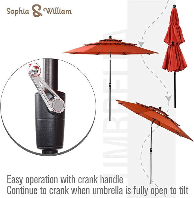 Sophia & William Outdoor Dining Set with Umbrella for 4 Person, Include 4 x Swivel Patio Chairs, 1 x Classic Metal Table and 10ft Orange Red Patio Umbrella (No Umbrella Base) for Deck Garden Backyard