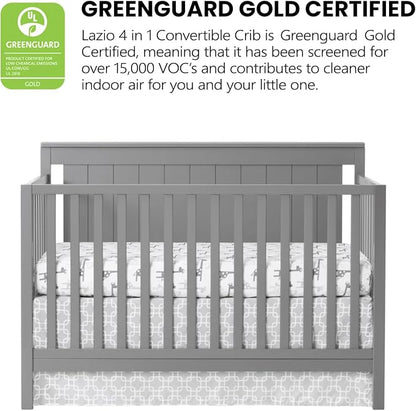 Oxford Baby Lazio 4-in-1 Convertible Crib, Dove Gray, GreenGuard Gold Certified