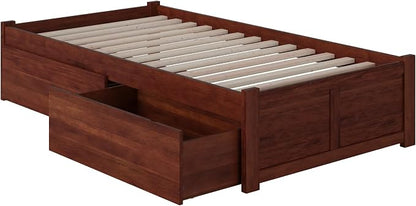 AFI, Concord Twin Platform Bed with Footboard & Storage Drawers, Walnut