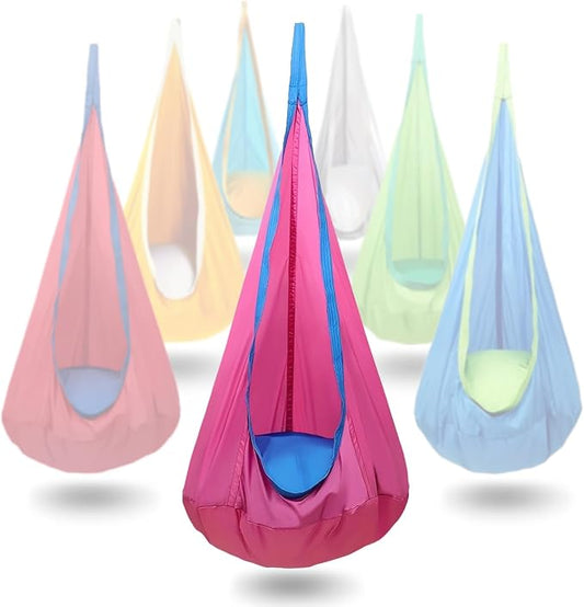Kids Swing Seat Hammock Chair Indoor Outdoor Hanging Chair for Children,Soft & Safe with High Weight Capacity, Easy Install Perfect for Bedroom, Garden, Playroom (Rose Red)