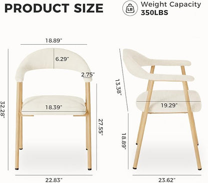 DUMOS Dining Chairs Set of 4, Linen Fabric Upholstered Kitchen Side Chairs with Curved Backrest & Metal Legs, Modern Farmhouse Accent Chair for Dining Room Kitchen Living Room Cafe, Beige