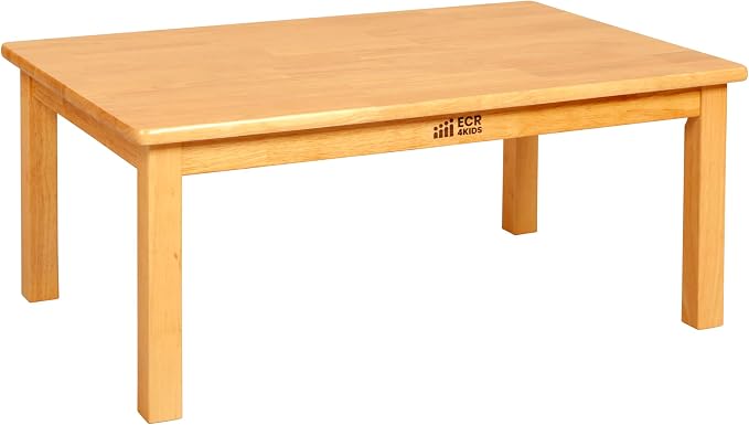 ECR4Kids 36in x 24in Rectangular Hardwood Table with 14in Legs, Kids Furniture, Honey