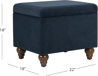 HomePop 22" Medium Rectangular Storage Ottoman - Blue Velvet