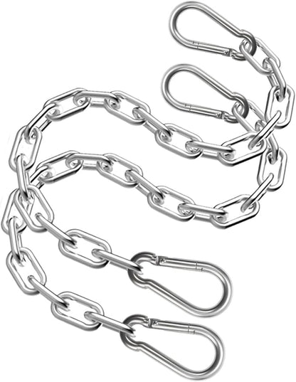 Heavy Duty Stainless Steel Chain, Hanging Safety Link Chain Fitness Chain Weight Lifting Chains with Carabiners for Home Gym Hammock Swing Hanging Chair Punching Bags