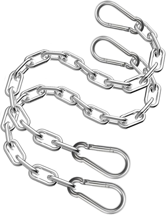 Heavy Duty Stainless Steel Chain, Hanging Safety Link Chain Fitness Chain Weight Lifting Chains with Carabiners for Home Gym Hammock Swing Hanging Chair Punching Bags
