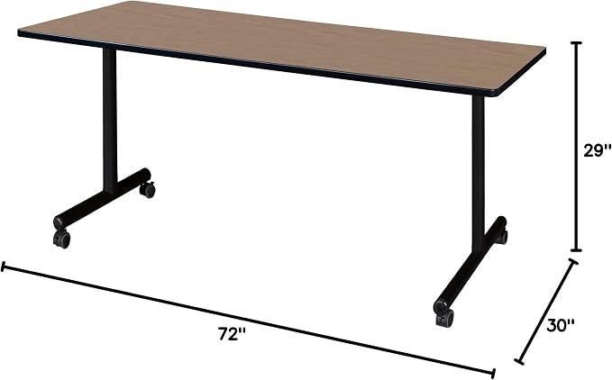 Regency Kobe 72 x 30 in. Mobile T-Base Training Seminar Table- Noble Oak