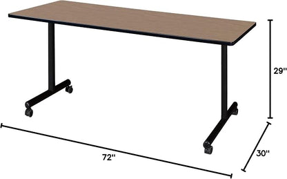 Regency Kobe 72 x 30 in. Mobile T-Base Training Seminar Table- Noble Oak