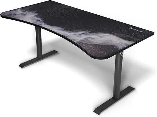 Arozzi Arena Special Edition Ultrawide Curved Gaming and Office Desk with Full Surface Water Resistant Desk Mat Custom Monitor Mount Cable Management Cut Outs - Gunmetal Galaxy
