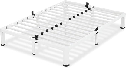 VIPSHOW 10 Inch White King Size Bed Frame, 3500Lbs Heavy Duty Metal Platform with Round Corner Legs Mattress Slide Stopper, Steel Slat Support No Box Spring Needed, Noise Free, Non-Slip, Easy Assembly
