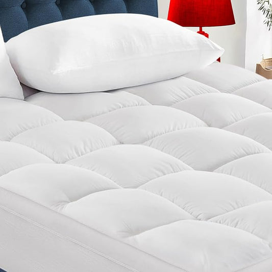 CYMULA Full XL Mattress Topper - Extra Thick Cooling Mattress Pad Cover for Back Pain - Soft Mattress Protector Firm Bed Topper Pillow Top with 8-21 Inch Deep Pocket 3D Snow Down Alternative Fill