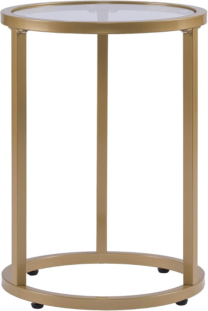 SEI Furniture Evelyn Glam Nesting Side Table 2pc Set, Gold (AMZ2924KC)