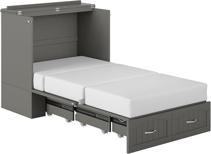 AFI, Southampton Murphy Bed Chest Twin XL with 6" Mattress, Storage Drawer & Built-in USB Charger, Grey