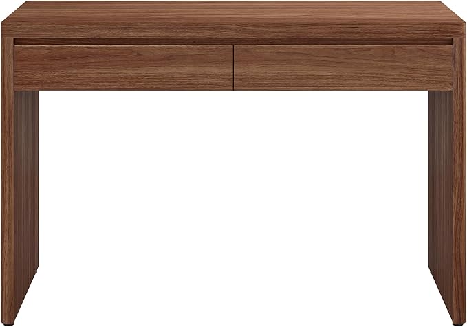 Henn&Hart 48" Modern Rectangular Wooden Home Office Desk Computer Desk Writing Table with 2 Storage Drawers for Home Office, Medium Walnut