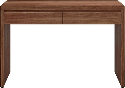 Henn&Hart 48" Modern Rectangular Wooden Home Office Desk Computer Desk Writing Table with 2 Storage Drawers for Home Office, Medium Walnut