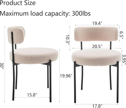 Cinxzar Boucle Dining Chairs Set of 6, Upholstered Dining Room Chairs with Black Metal Legs, Modern Dining Chair for Dining Room, Kitchen (Beige)