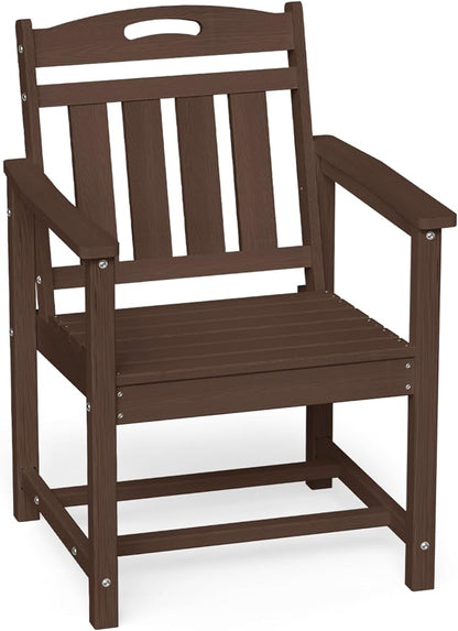 Ciokea Outdoor Patio Dining Chair, HDPE Oversized Porch Chairs with Wide Seat, All-Weather Durable Heavy-Duty Outdoor Furniture for Backyard, Poolside, Lawn & Garden, Brown