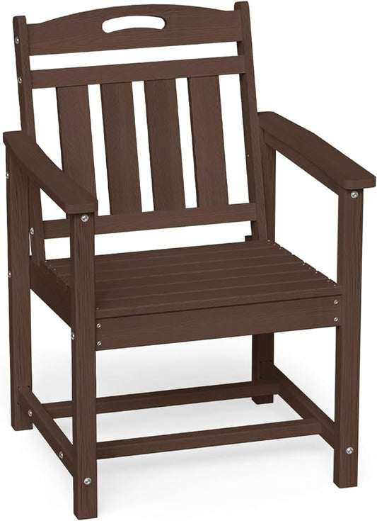 Ciokea Outdoor Patio Dining Chair, HDPE Oversized Porch Chairs with Wide Seat, All-Weather Durable Heavy-Duty Outdoor Furniture for Backyard, Poolside, Lawn & Garden, Brown