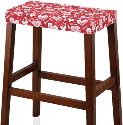 Valentines Bar Stool Seat Covers Hearts Leaf Bar Stool Covers Rectangle Set of 2 Counter Stool Bar Chair Covers for Kitchen Pub Dining Room Holiday Valentine Decor