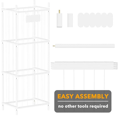 SpaceAid Stuffed Animal Storage Organizer, Wood Animals Zoo Toy Plushies Storage Holder, Large Capacity Plush Toy Cage for Playroom Organization, 22.8" Wide, White