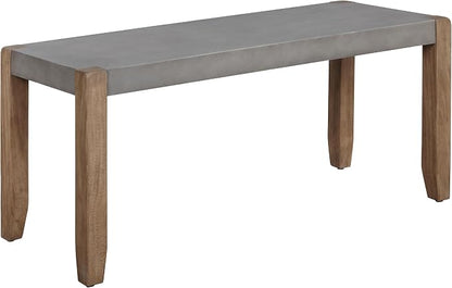 Alaterre Furniture Newport Bench with Faux Concrete Seat and Wood Legs - 40 Inch Entryway Bench with Rustic Industrial Design - Benches for Bedroom, Living Room, Dining Room, and Mudroom