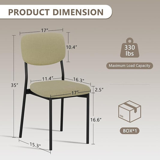 Einhomn Upholstered Dining Chairs Set, Modern Stackable Dining Room Chairs with Soft Velvet Backrest, Kitchen Chairs with Sturdy Metal Legs for Living Room, Restaurant, Set of 2,Beige Linen